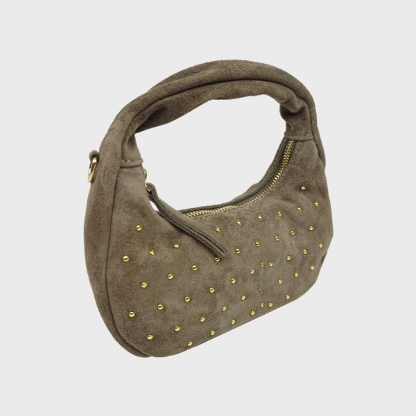 Anais - Petit sac rond en cuir clouté