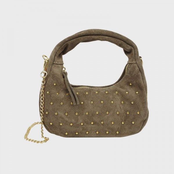 Anais - Petit sac rond en cuir clouté