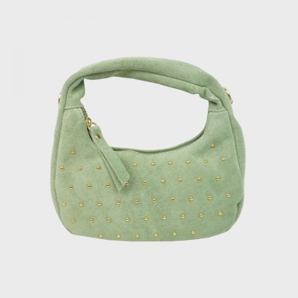 Anais - Petit sac rond en cuir clouté