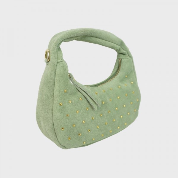 Anais - Petit sac rond en cuir clouté