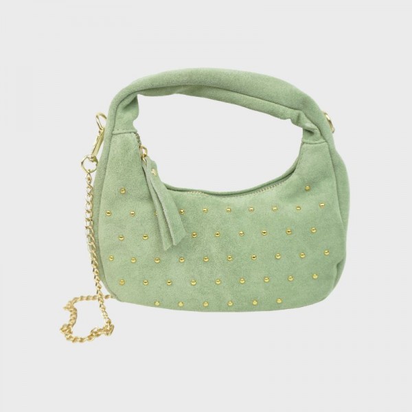 Anais - Petit sac rond en cuir clouté